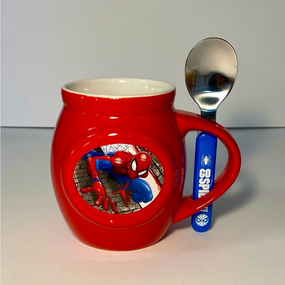Marvel Comic Frankford Candy 2017 14oz Red Spider Man w/Spoon Hot Cocoa Cup Mug - Picture 1 of 9